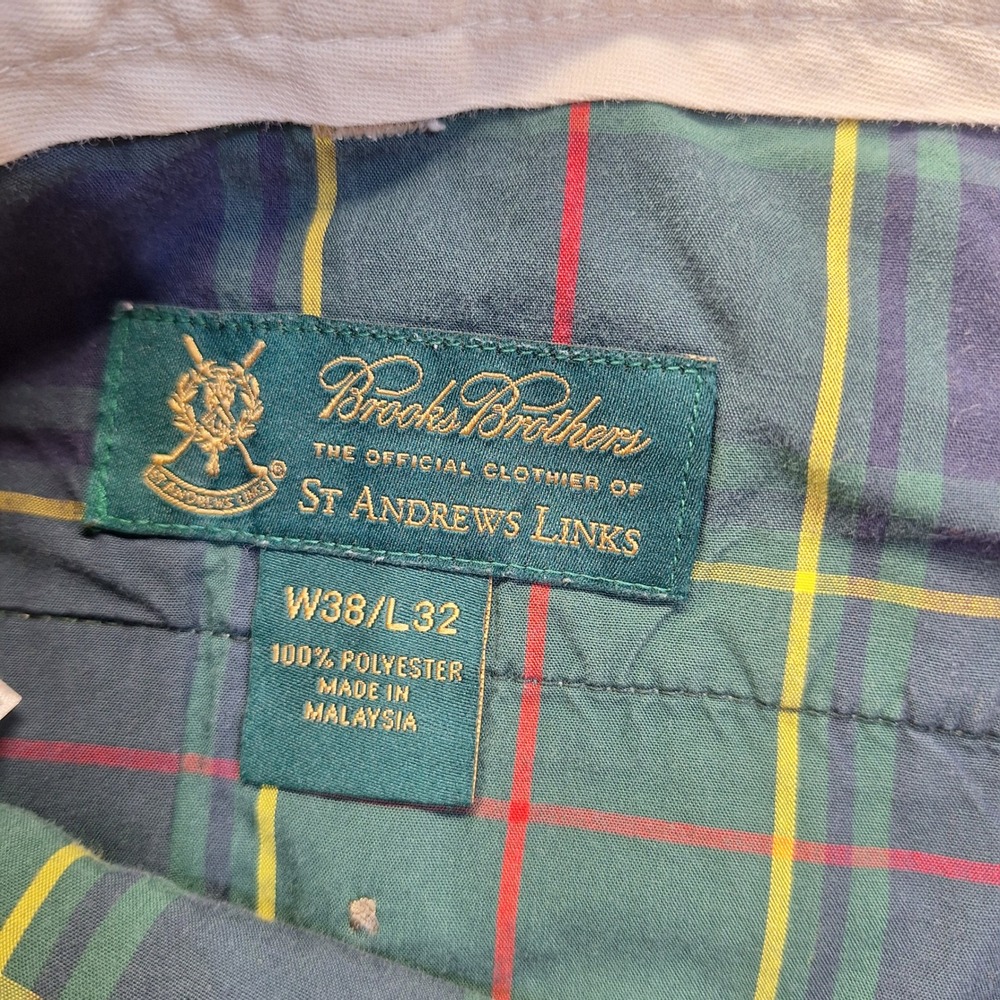Brooks Brothers St Andrews Links Mens Golf Pants Cream 38x32 Performance Chinos - Picture 8 of 14